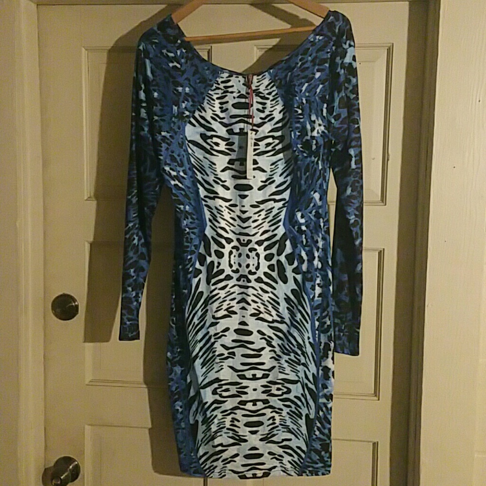 Blue animal print  bodycon dress